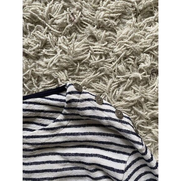 W5 Walter Baker Blouse Top Striped Blue White Cream Pocketed Sailor Large - Picture 4 of 8